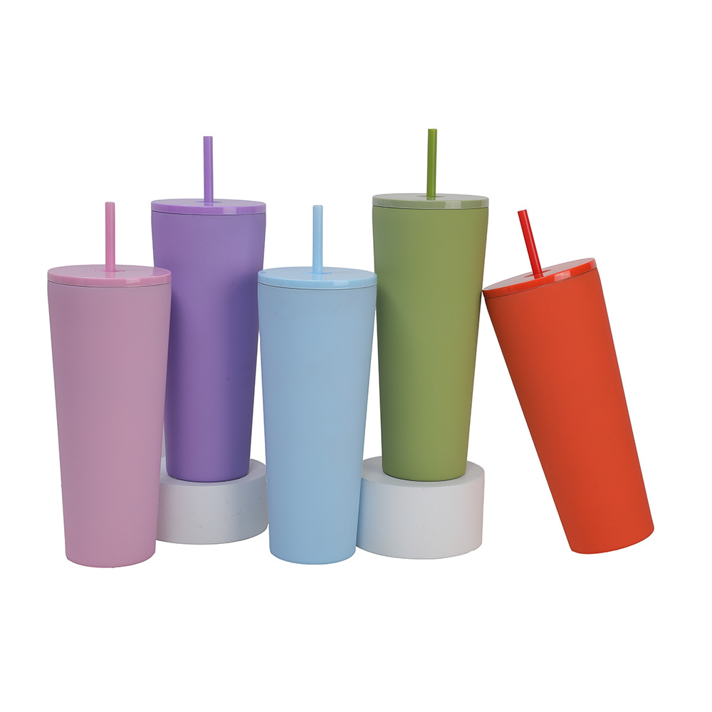 Cross-border factory direct supply of stainless steel insulated cups, large-capacity frosted outdoor high appearance level portable cups, double-layer straw cups Specification drawing