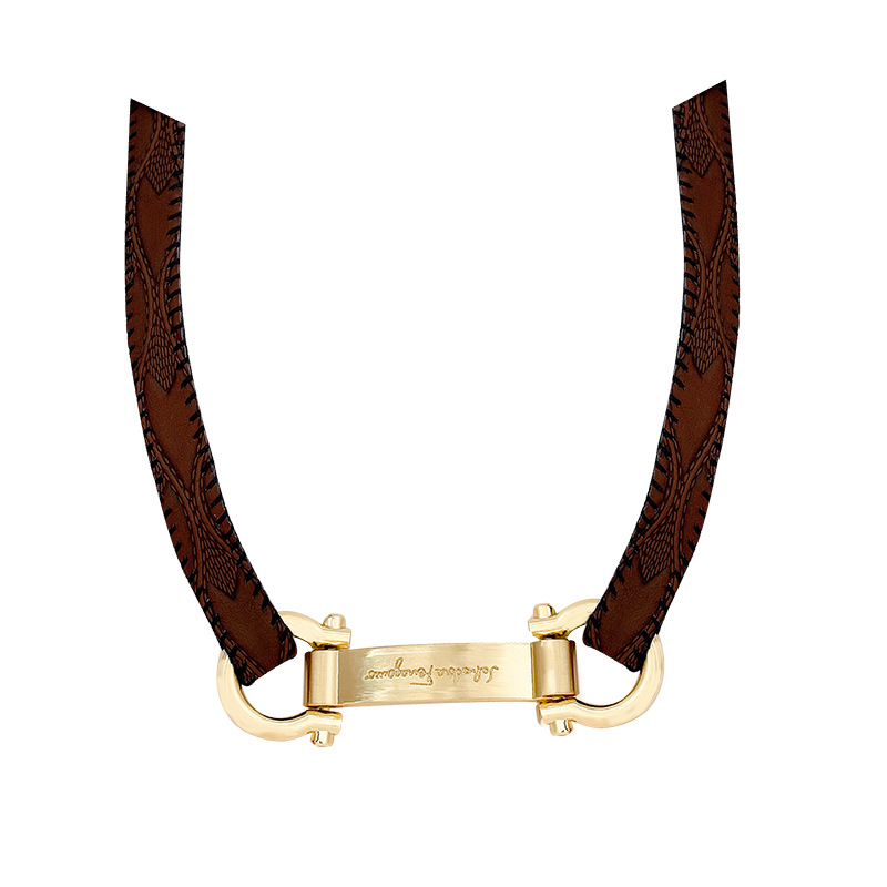 Leather punk metal letter collar necklace, 2k hot girl versatile, light luxury and high-end style neckchain, collarbone chain accessory Item Picture