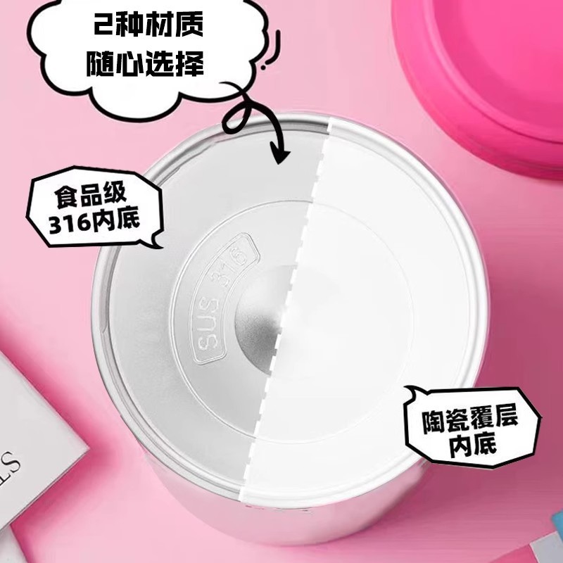 New high-appearance ceramic coffee cup, portable double-drinking insulated cup, 316 stainless steel water cup for girls, straw cup Application Scenario