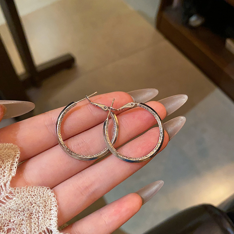 Versatile and simple ear rings, women's plain ring earrings, high-end and elegant, cold style earrings, new 2025 best-selling ear buckles full figure