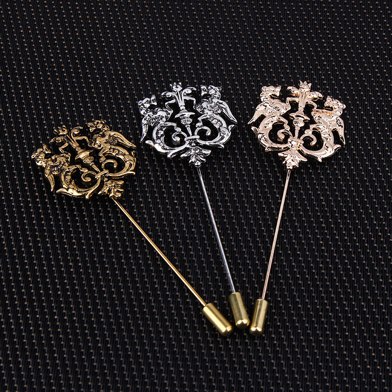 Z80 Cross-border Retro Double Lion Korean-style brooch, one-piece brooch, original and personalized pin, suit shirt accessory full figure