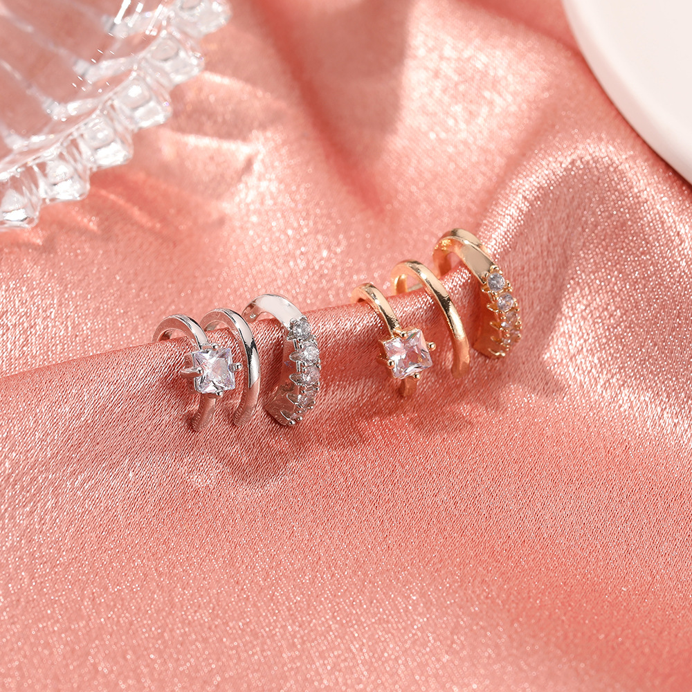 A new Korean style, simple and stylish three-layer ear clip with zircon inlay and no ear piercings, for women Specification drawing