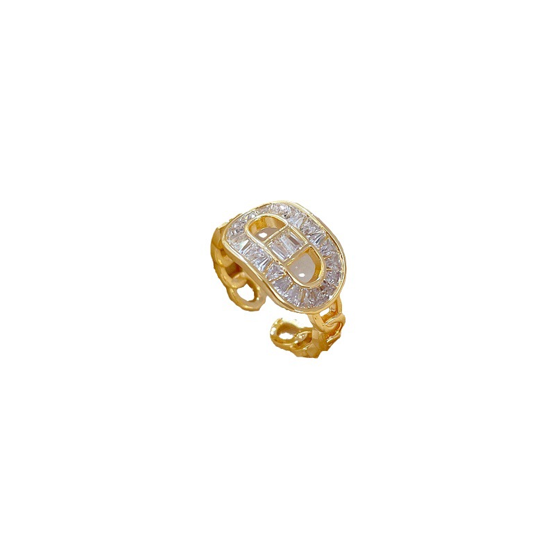 【 Real Gold 】 8-shaped zircon ring with adjustable opening, simple Japanese-style jewelry, couple rings Item Picture