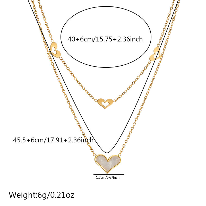 Korean style, simple and elegant, shell heart hollowed-out pendant, stainless steel chain, double-layer stacked gold-plated necklace Application Scenario