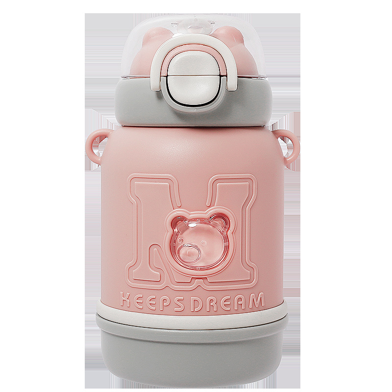 Children's insulated cup, stainless steel 316 straw cup, high appearance level, girls' little tea diary, portable student big belly water cup Item Picture