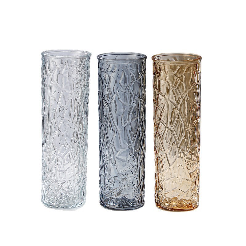 Nordic-style straight glass vase, desktop dried flower and fresh flower decoration vase, living room green ivy hydroponic and hydroponic vase Item Picture