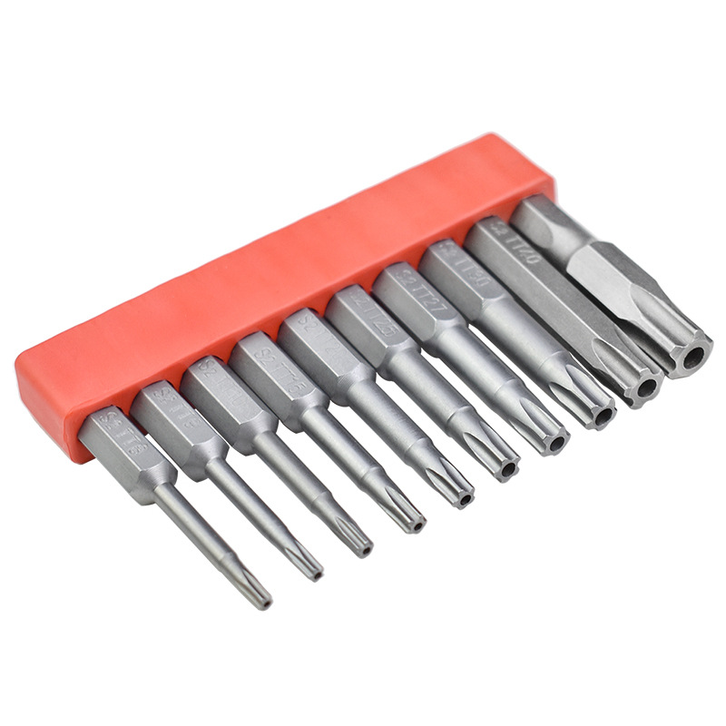 Nigao S2 five-pointed five-star plum blossom style screwdriver bit with hole, strong magnetic screwdriver tip, electric screwdriver bit head, electric screwdriver tip Item Picture