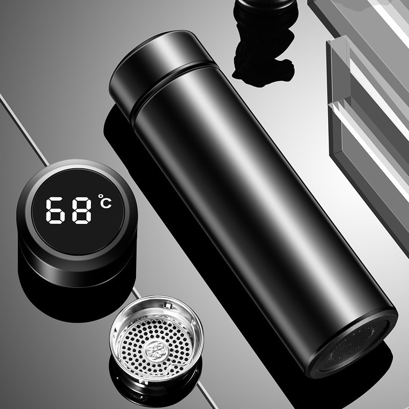 Smart thermos cup, touch temperature sensing, warm water cup, temperature display, multi-functional, high-end temperature control, 304 stainless steel, male full figure