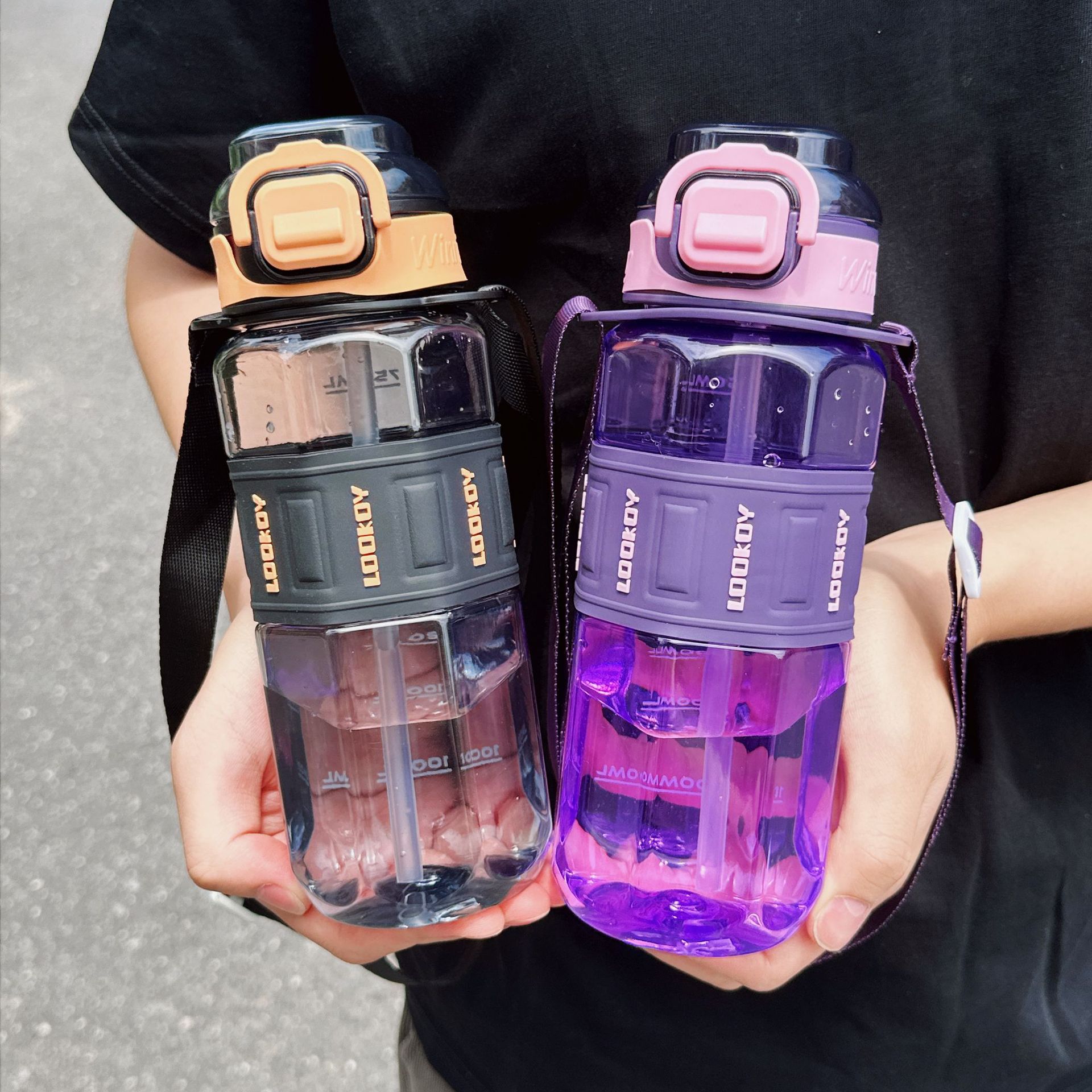 Simple diamond-shaped sports straw cup, summer outdoor fitness slanted water cup with scale, portable cross-border plastic cup Application Scenario