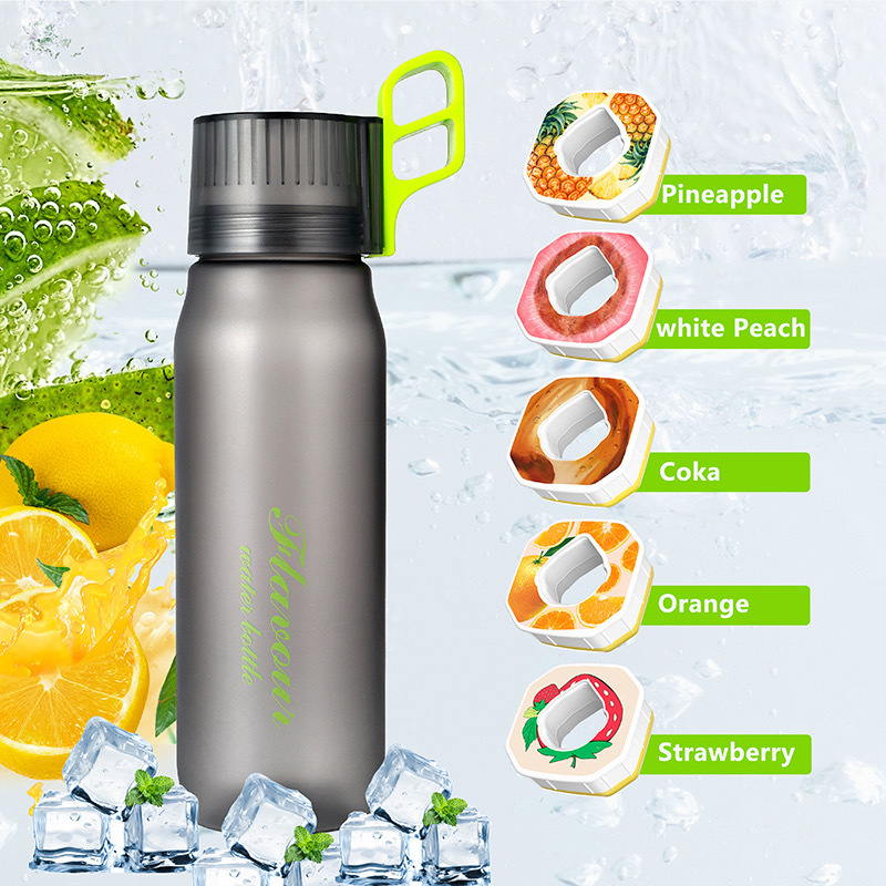 Cross-border bestseller Playful fruit-flavored water bottle, sugar-free and caloric extract fragrance straw, two-color gradient plastic water cup, PC scented cup details Picture