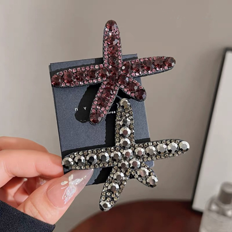 2025 New full-diamond starfish hairpin, forehead clipper, duckbill clipper, back head clipper, one-line clip, headwear and hairpin details Picture