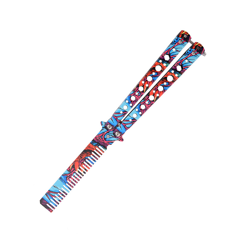 Factory direct sales of CSGO game butterfly comb tools for training without cutting edges, folding and swinging butterfly knife tools Item Picture