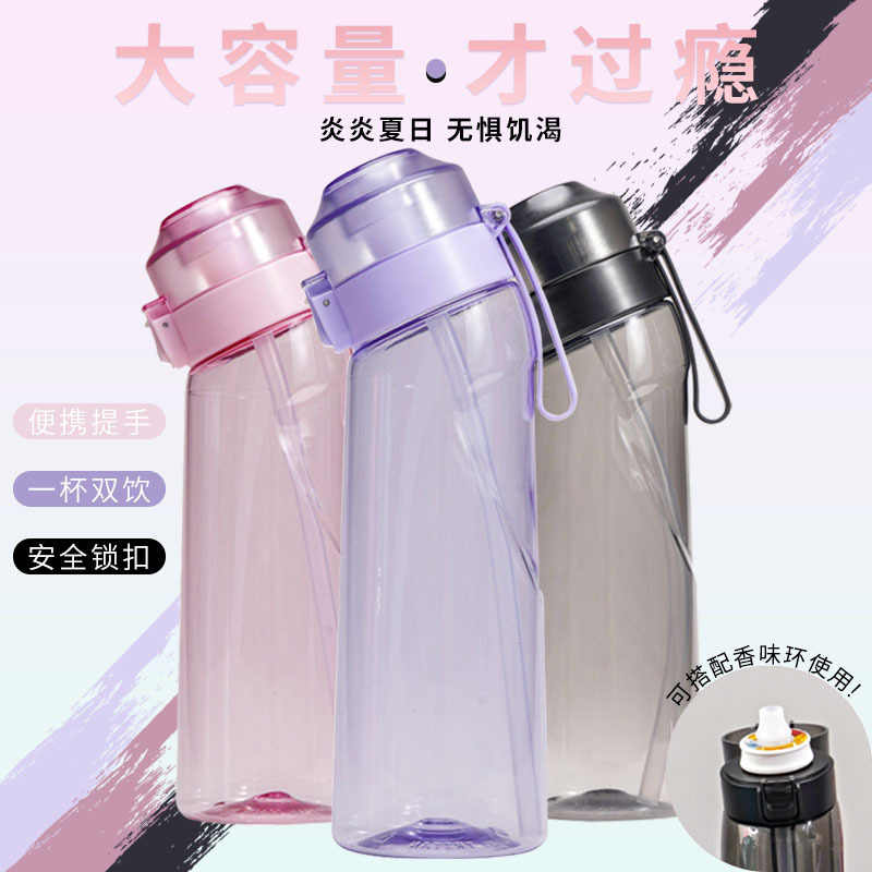 Cross-border Playfulness 650ml Fruit-flavored Cup, Sugar-Free and calorie flavored cup, Amazon Cross-border Straw Water Cup, Pop-up lid water cup details Picture