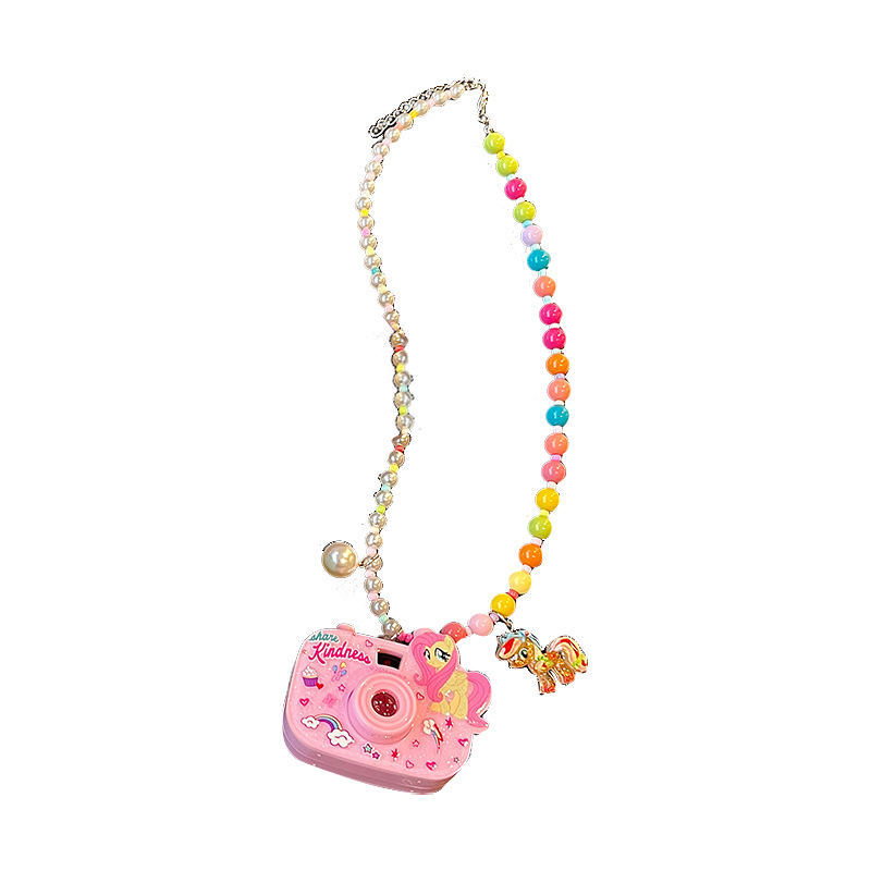 Projector camera necklace, Children's Day birthday gift for little girls, Sanrio baby jewelry, cute glowing toy Item Picture