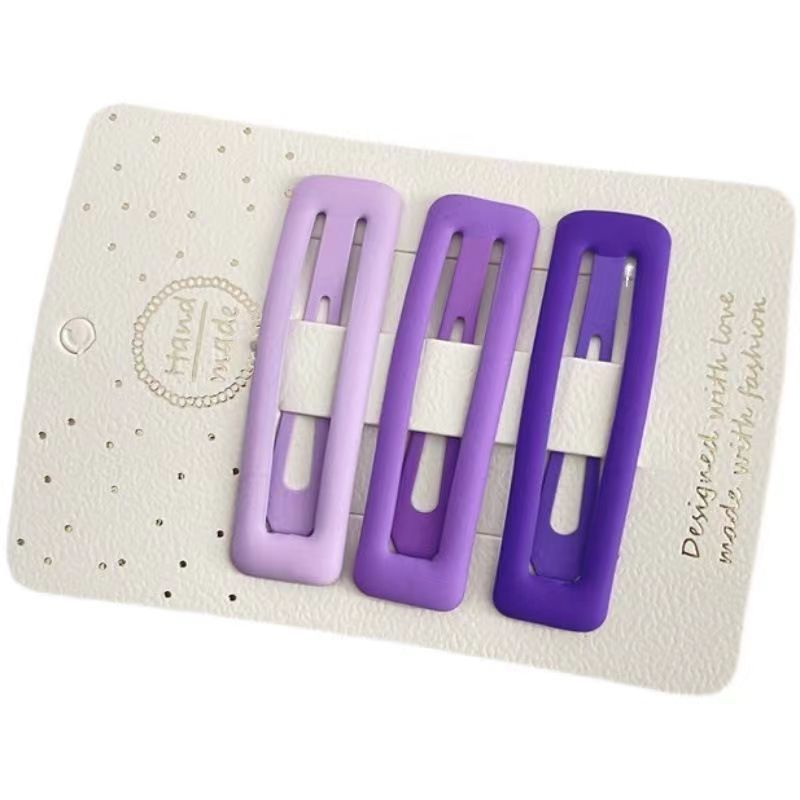 Purple geometric five-pointed star heart-shaped hair clips, elegant Korean style, with duckbill-shaped side clips, sweet and girlish hair accessory for girls Item Picture