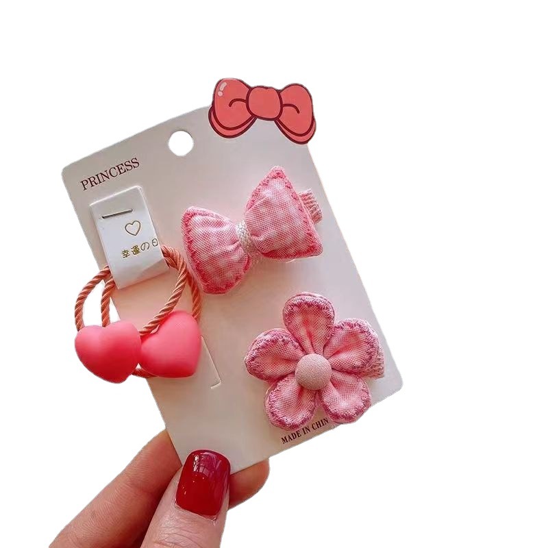 Girls' bow hair accessory, children's hair tie, hair band, baby hair band, hair clip set, hair clip, no hair damage Item Picture