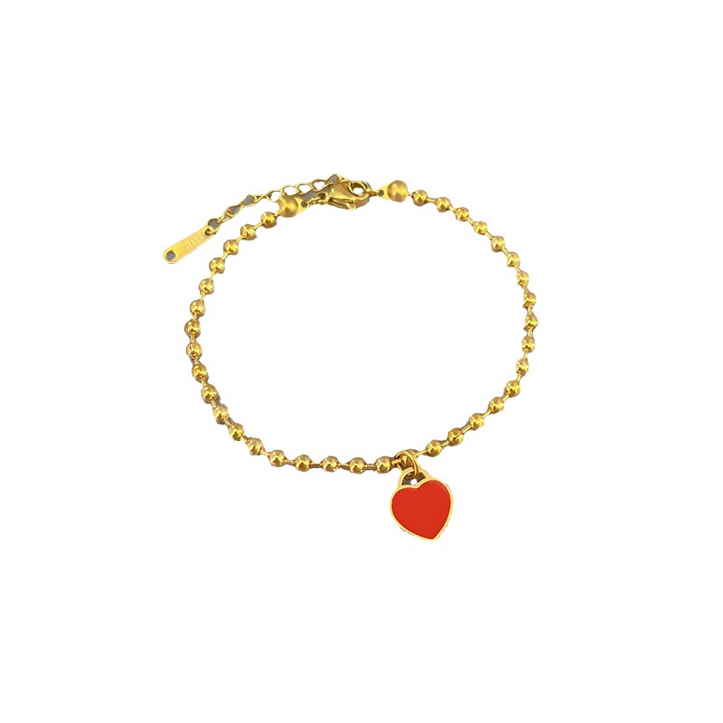 【 All-Titanium Steel 】 Dongdaemun Unique and elegant forest-themed heart-shaped round bead bracelet, a retro gift for female Internet celebrities and best friends Item Picture