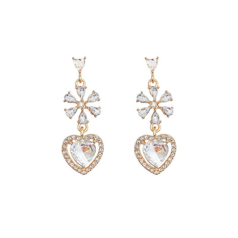S925 Silver Needle Light Luxury Exquisite micro-inset heart-shaped earrings, women's high-end design sense, versatile, popular online celebrity bestsellers wholesale Item Picture