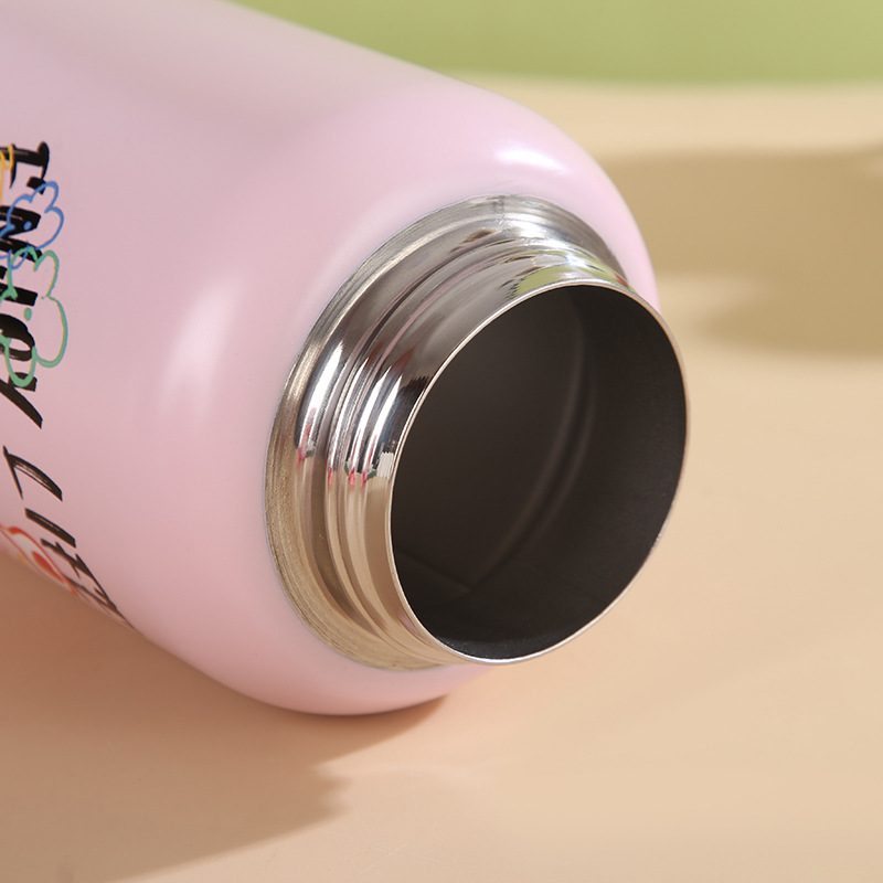 New 316 stainless steel insulated cup, cartoon cute straw, double-drinking children's water cup, large-capacity shoulder strap bouncing cup details Picture