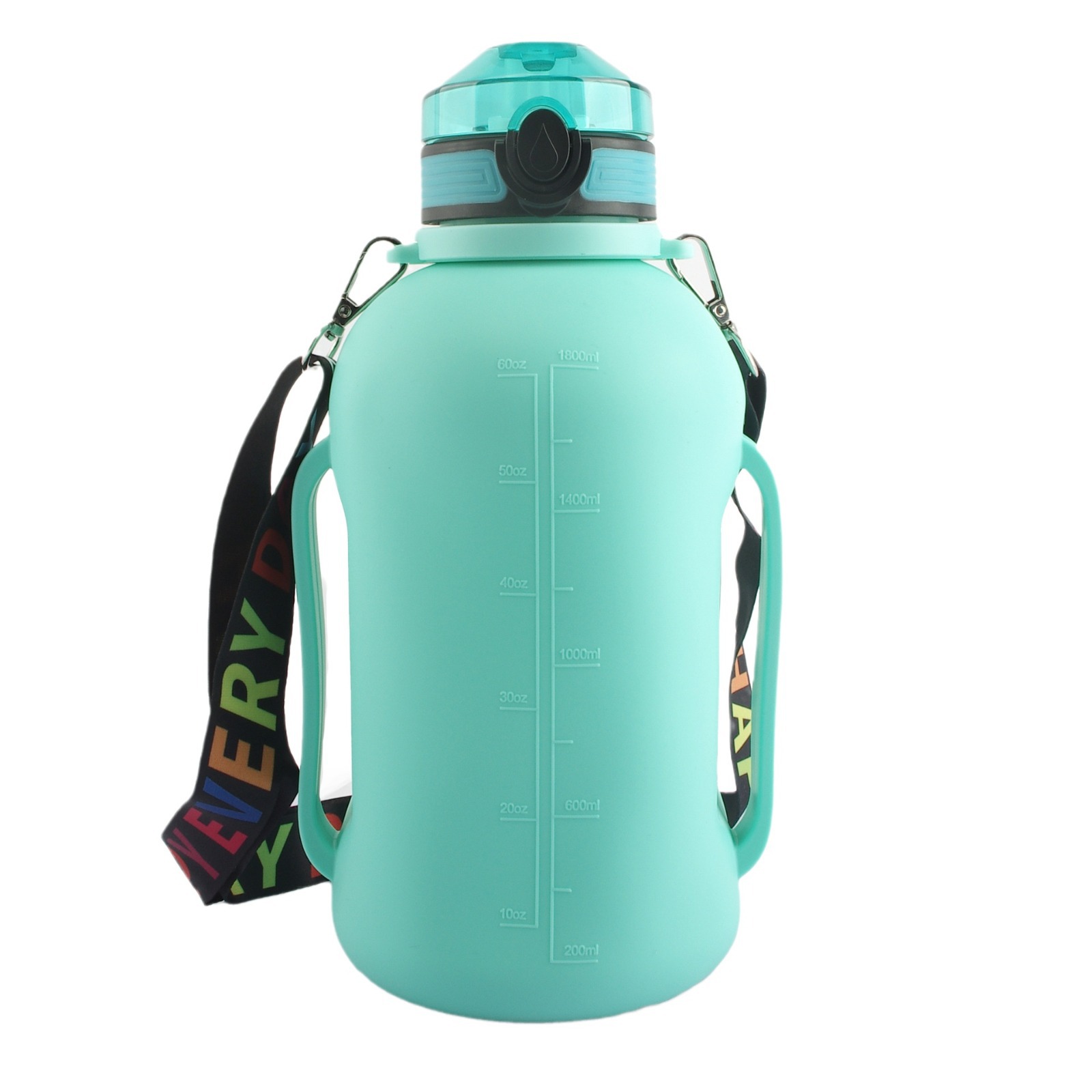 Portable half-gallon 2L large-capacity outdoor sports non-toxic silicone foldable spout water bottle with shoulder full figure