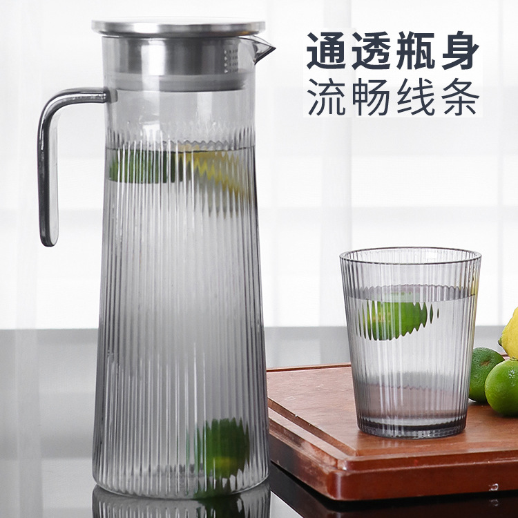 Acrylic teapot, PC cold water kettle, high-temperature resistant food-grade plastic cold water kettle, catering tea brewing, smoke gray water kettle Specification drawing