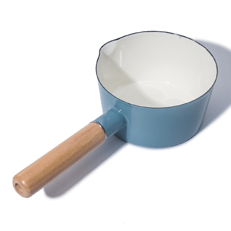 Factory wholesale enamel and enamel-coated wooden handle fresh and light soup pot, household baby food, infant milk pot, gas stove full figure