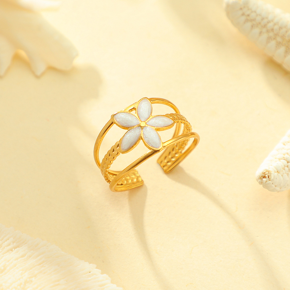 European and American cross-border simple oil-dripping irregular ring, women's non-fading 18k gold irregular-shaped opening stainless steel ring Specification drawing