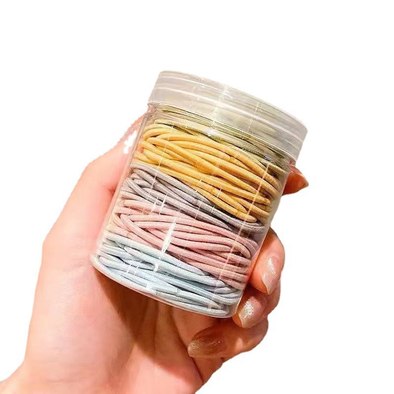 100 pieces of rubber bands in a can, basic hair band, macaron rubber bands, ins style, high appearance level, versatile rubber bands, hair ties Item Picture