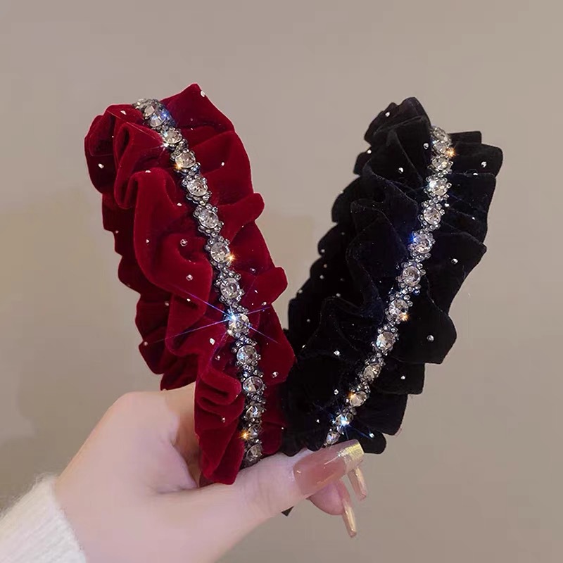 High-end Starry Sky water diamond velvet headband for women 2023 new style, forehead crush hair, face wash hair bundle, elegant headband full figure