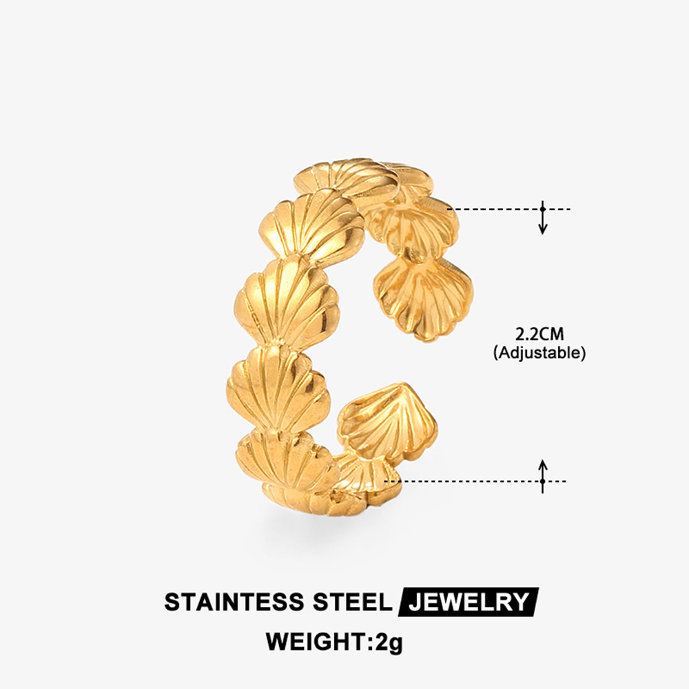 Cross-border fashion stainless steel ring, multi-piece ring opening adjustable, ocean-style plain ring, 18K gold jewelry Specification drawing