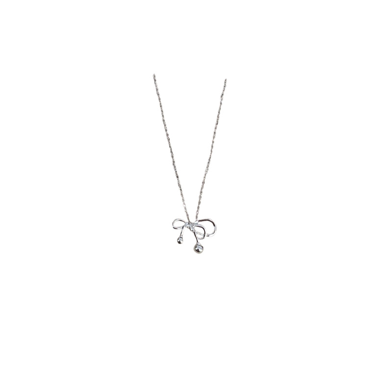 Sweet and ins-style, fresh and versatile, trendy and high-end collarbone chain, Korean-style light luxury and high-end bow necklace Item Picture