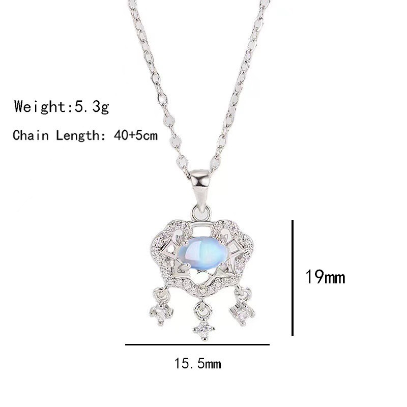Fashionable and light luxury jewelry with zircon cat's eye stone, safety lock, titanium steel necklace, female Internet celebrity bestseller, high-end accessory wholesale Item Picture
