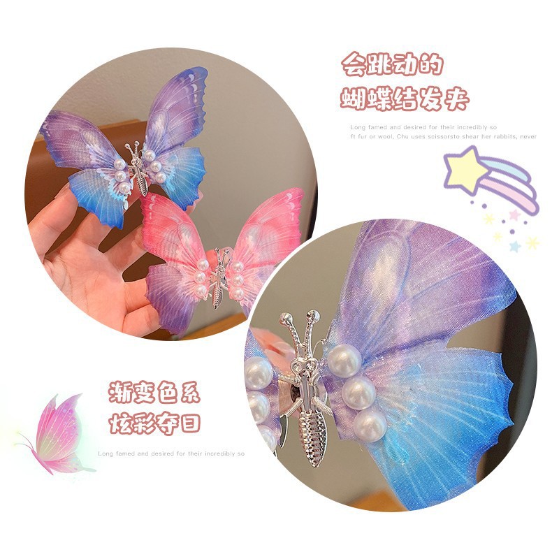 Summer dynamic bow children's hair clips, new Chinese-style headwear, cute girls, sweet spring ancient-style hair clips Application Scenario