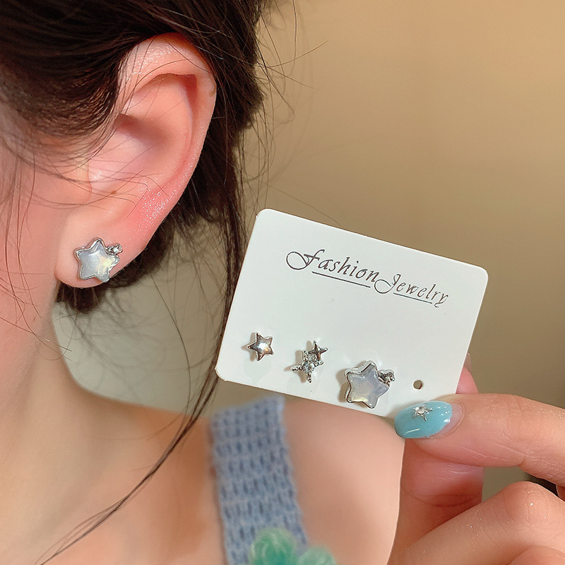 Five-pointed star stud earrings for women, 2025 New style simple design set earrings, small and individual earrings wholesale details Picture