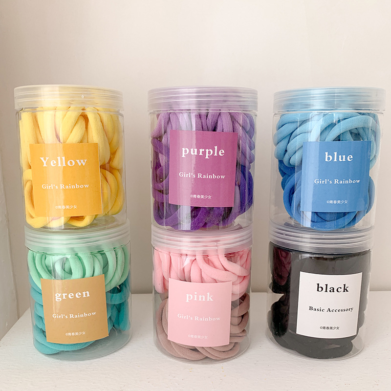 50 sets of children's gradient color seamless hair bands, colorful hair ties that won't damage hair, candy rubber bands and knots full figure
