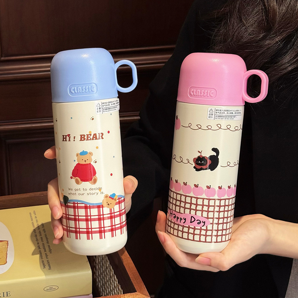 New type of insulated cup with lid, multi-functional, fashionable couple water cup, simple student gift, high appearance level stainless steel cup full figure