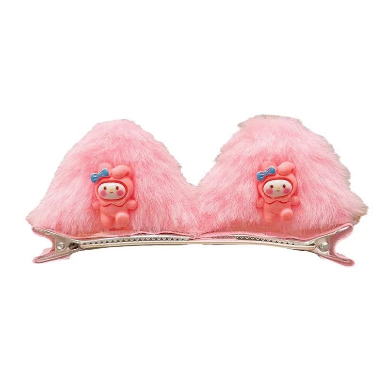 Children's plush hair clips, cute three-dimensional cat ear clips for girls, baby hair clips, side bangs clips for little girls, hair accessories Item Picture