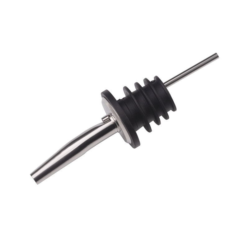 Stainless steel wine spout with dust cover, small black cap, red wine pouring device with cap, wine pouring spout, bottle stopper, cocktail mixer and diverter Item Picture