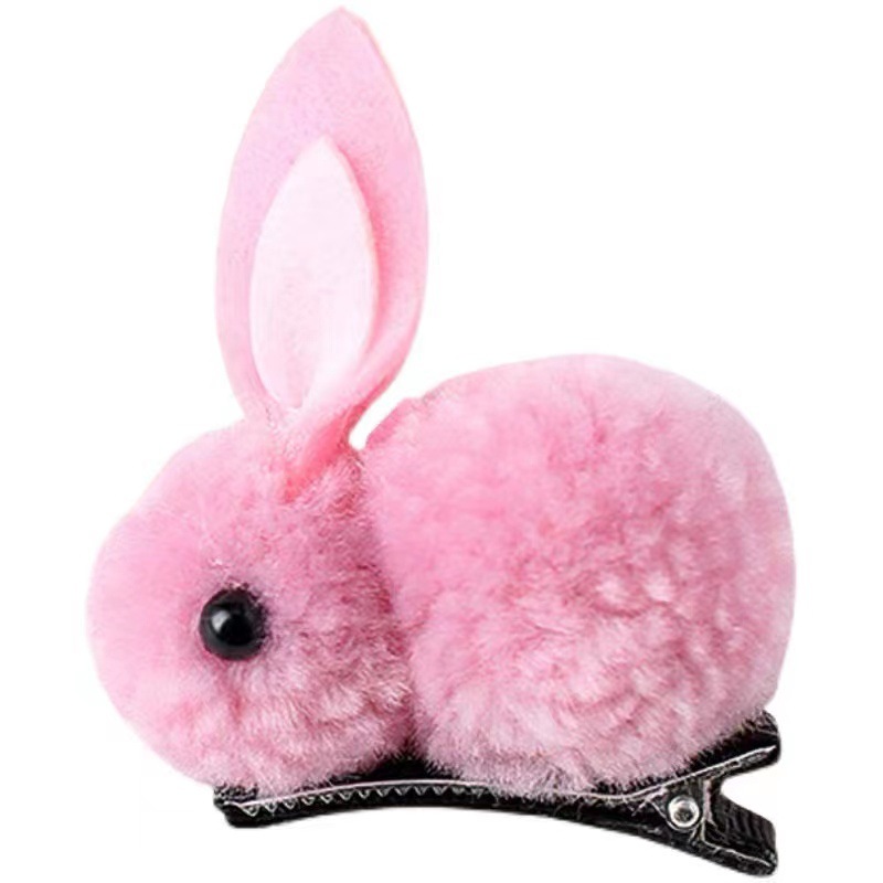 Cute plush rabbit hair clips, Korean version of children's little princess hair-safe bangs clips, little girl hair clips and hair accessories Item Picture