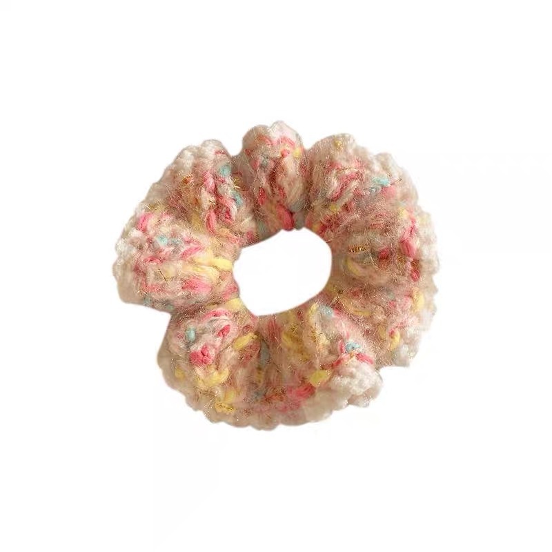 Soft, sweet and pink woolen large intestine hair band, women's forest-style fairy beauty, high-end princess hair tie, new hair accessory Item Picture