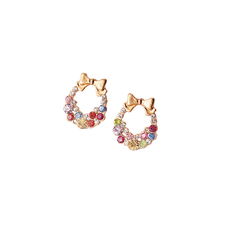 Korean full-diamond bow stud earrings, retro and exquisite flower earrings, Korean popular earrings, wholesale of accessories in Yiwu Item Picture