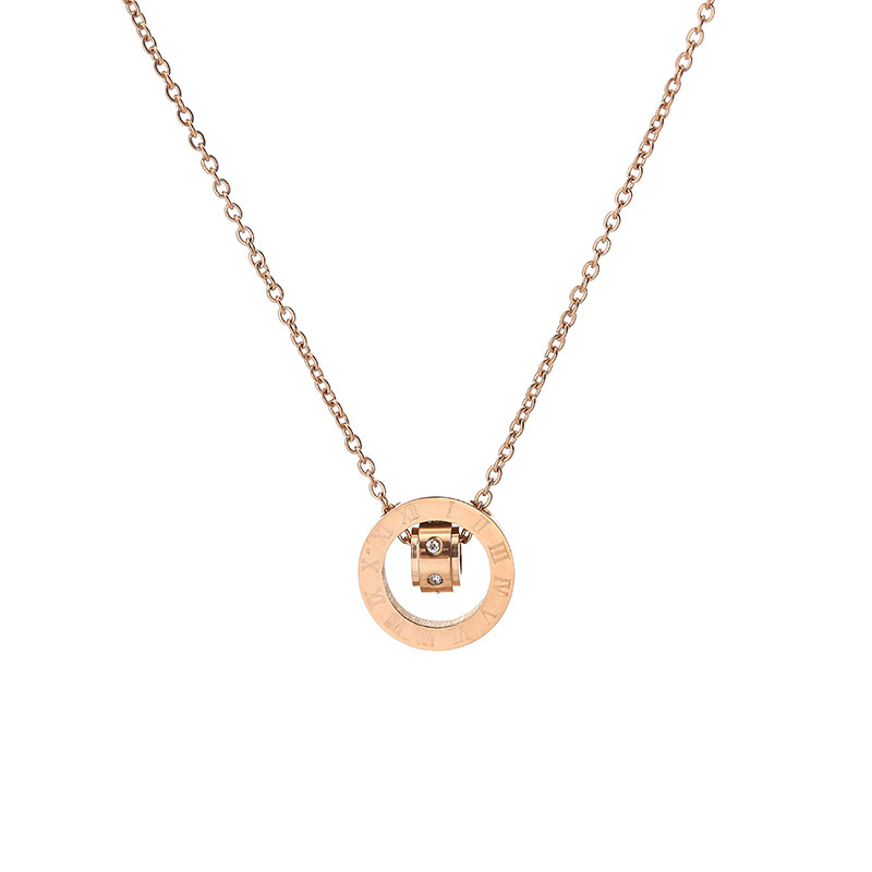 The new titanium steel simple Roman numeral necklace is a fashionable and niche design for women. It features a collarbone chain and is a popular light luxury accessory Item Picture