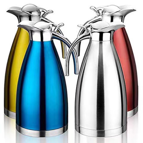Customized stainless steel European-style coffee POTS, cold water bottles, gift color boxes, express packaging, double-layer for commercial use in hotels full figure