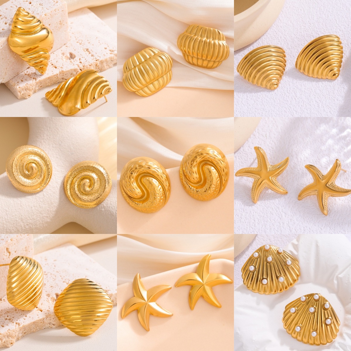 Ocean-style titanium steel ear studs for cross-border supply, anti-color fading, minimalist and niche European and American design, high-end and popular earrings full figure