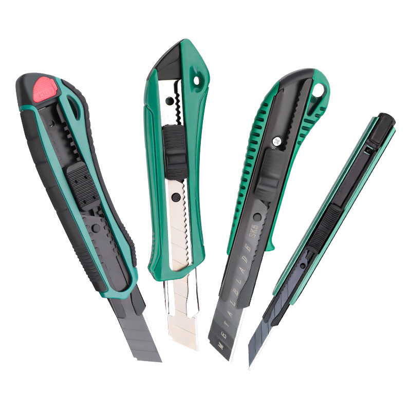 Tuosen Hardware Tools 18MM large utility knife, three-stroke plastic paper cutter, 0.5 blade rubber-coated paper cutter Item Picture