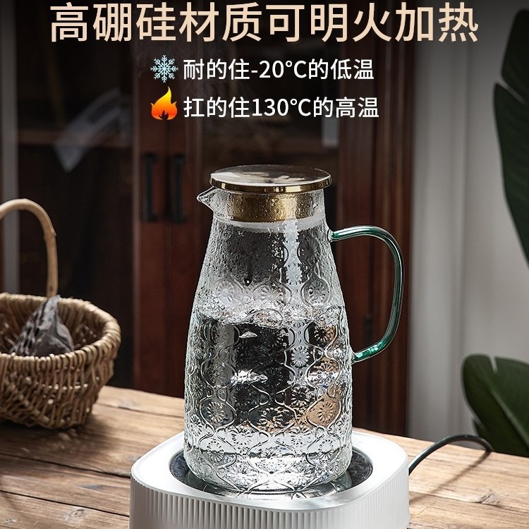 High-appearance-level household large-capacity cold water kettle, high-temperature resistant crabapple flower tea brewing cold water kettle, high borosilicate water set Application Scenario