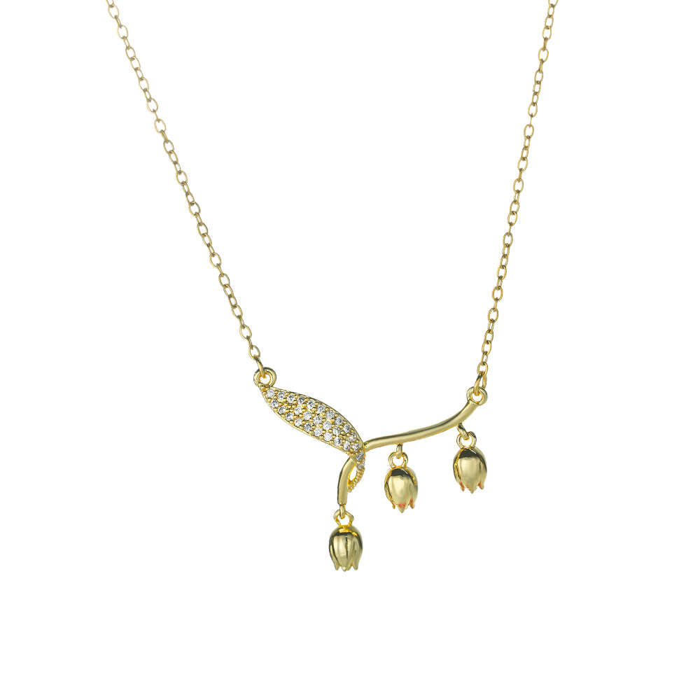 The new gold electroplated lily of the valley necklace is a fashionable and light luxury accessory for women. It is the same high-end style as the popular collarbone chain Item Picture
