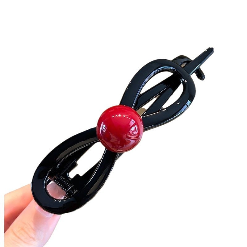 Bow, elegant pearl, one-line scratch-clip for women, 2025 new style, high-end twist hairpin, shark clip at the back of the head Item Picture