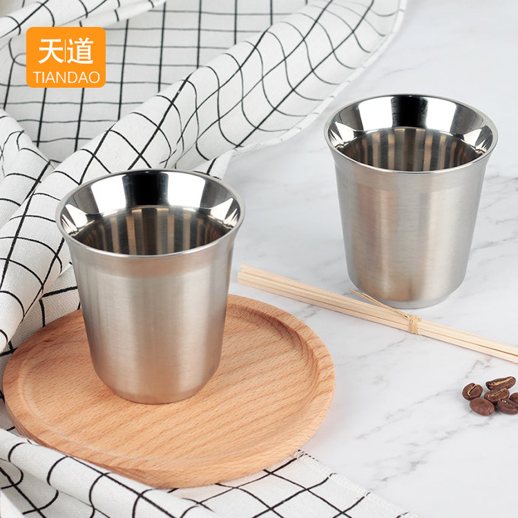 Cross-border best-selling stainless steel double-layer espresso cups, anti-drop cups, beer mugs, creative heat-insulating portable cups Specification drawing