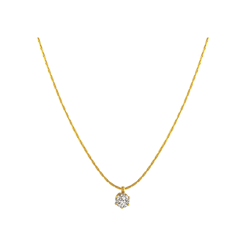 Non-fading, simple six-prong titanium steel necklace for women's fashion, versatile small zircon pendant, niche and light luxury collarbone chain wholesale Item Picture